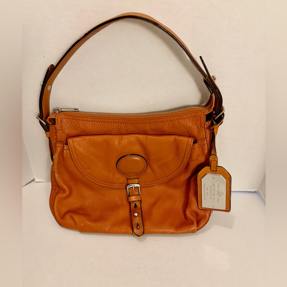Ralph Lauren Tangerine Leather Shoulder Bag